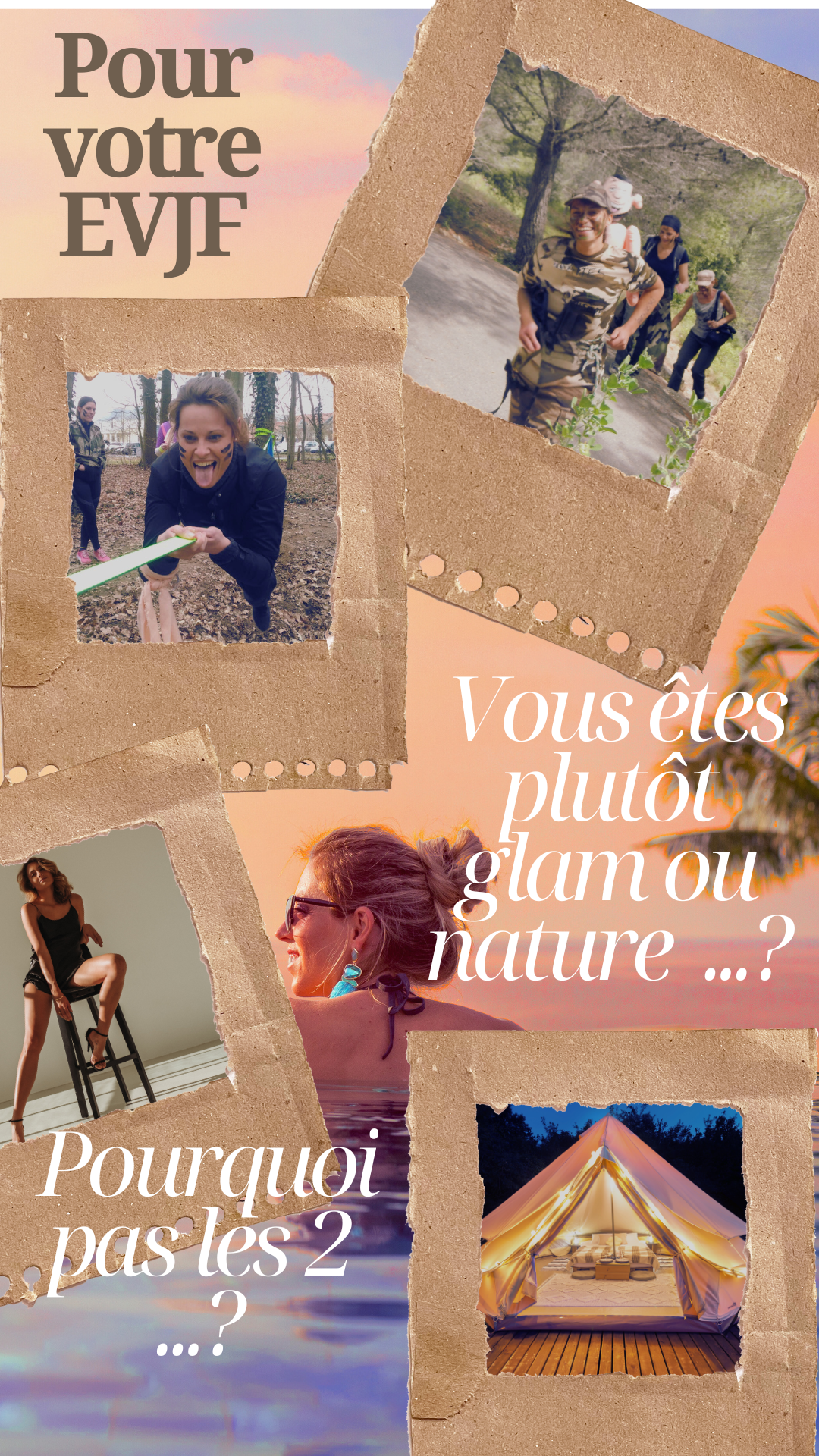 Evjf bootcamp mariée camouflage nature et glamour